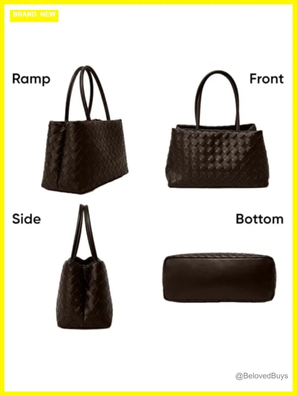 Woven Tote Bag, Vegan Leather Shoulder Bag with Zipper, Slouchy Handbag